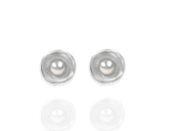 Sterling Silver Concave Stud Earrings, Cream Freshwater Pearl – Candace Stribling Jewelry