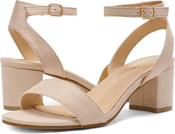 Amazon.com | DREAM PAIRS Women's Open Toe Ankle Strap Low Block Chunky Heels Sandals Party Dress Pumps Shoes | Heeled Sandals