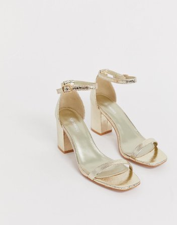 Glamorous Gold Block Heel Sandals | ASOS