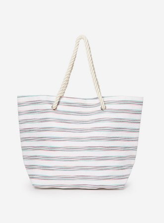 **Southbeach White Stripe Print Tote Bag | Dorothy Perkins