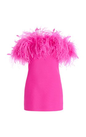 Feather-Trimmed Wool-Silk Mini Dress By Valentino | Moda Operandi