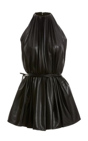 black leather mini dress
