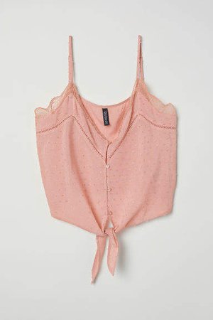 V-neck Camisole Top with Lace - Orange