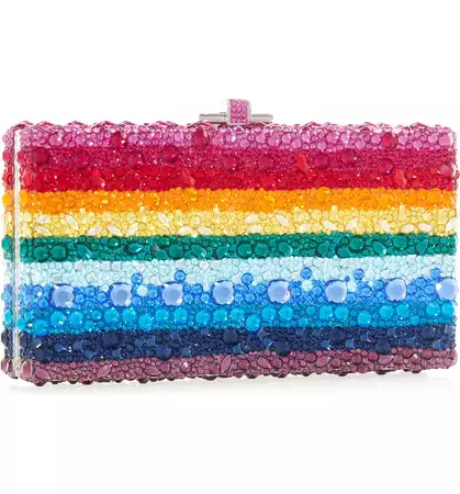 JUDITH LEIBER COUTURE Rainbow Stripe Crystal Box Clutch | Nordstrom