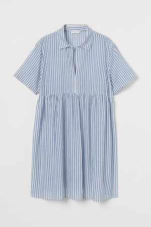 MAMA Košilové šaty z bavlny - Modrá/bílý proužek - ŽENY | H&M CZ