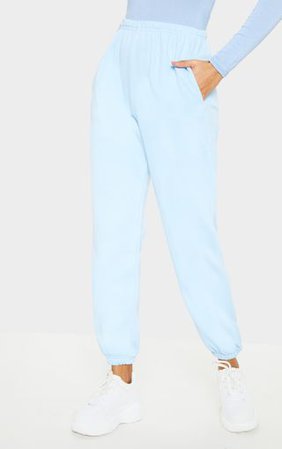 Pastel Blue Casual Jogger | Trousers | PrettyLittleThing
