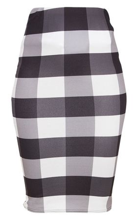 Black Check Print Midi Skirt | Skirts | PrettyLittleThing