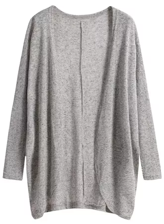 Long Sleeve Loose Grey Cardigan | ROMWE
