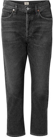 Charlotte Cropped High-rise Straight-leg Jeans - Charcoal