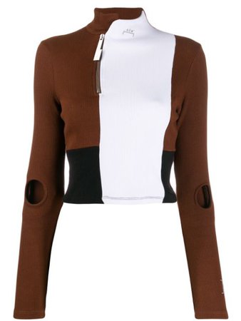 Brown A-COLD-WALL* colour block ribbed top - Farfetch