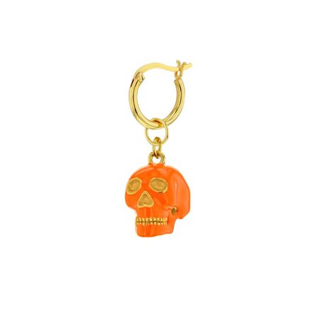 Orange & Gold Plated Mini Skull Hoop Earring | True Rocks | Wolf & Badger