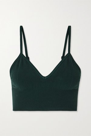 Dark green Delight stretch cotton-blend sports bra | Alo Yoga | NET-A-PORTER