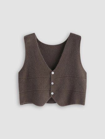 knit brown cropped vest