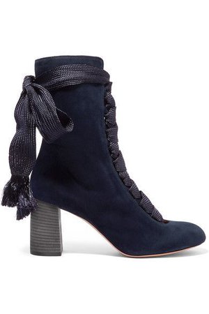 70mm/ 3 inches Navy suede Lace-up front