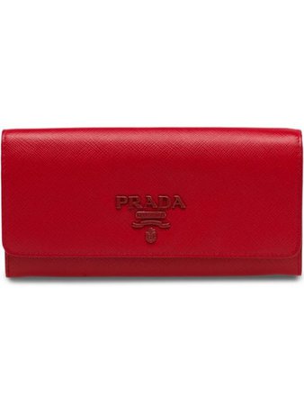 Prada Large Saffiano Leather Wallet red 1MH1322EBW - Farfetch