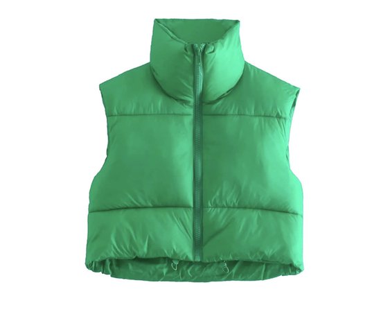green puffer vest