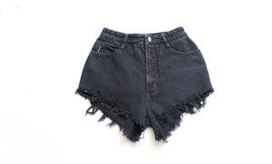 All SIZES Trashed BLACK Cut Off Frayed High Waist Shorts – Audella