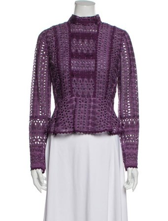 Anna Sui Lacy Pattern Mock Neck Blouse - Clothing - ANA28488 | The RealReal