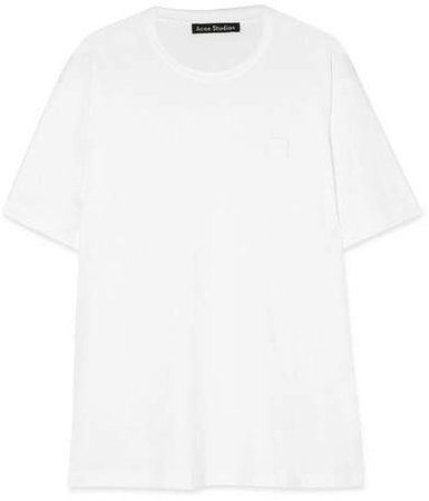 Nash Face Appliquéd Cotton-jersey T-shirt - White