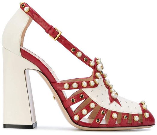 Red Tracy 110 Pearl Studded pumps
