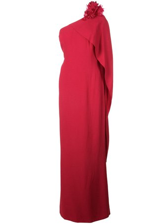 Red Marchesa Asymmetric Maxi Dress | Farfetch.com