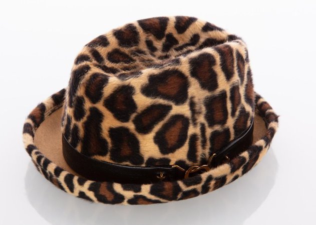 1970s Yves Saint Laurent Leopard Animal Print Hat YSL For Sale at 1stdibs