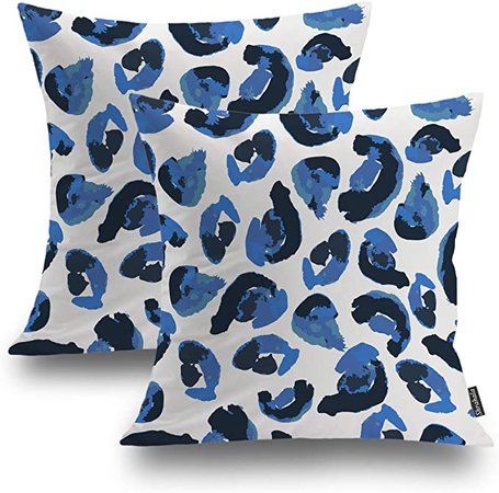 Amazon.com: Shrahala Leopard Decorative Pillow Covers, Animal Print Leopard Spots Blue Black Cushion Case for Sofa Bedroom Car Throw Pillow Covers Cushion Cover Square 20 x 20 inches Blue Leopard Spots, Set of 2: Home & Kitchen