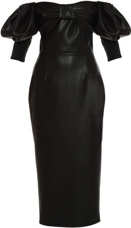 Anouki Puff Sleeve Leather Dress Size: 34