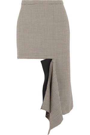 Balenciaga Asymmetric Checked Wool-blend Mini Skirt