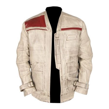 Star Wars Finn Distressed White Genuine Leather Jacket Waxed | Leather Madness