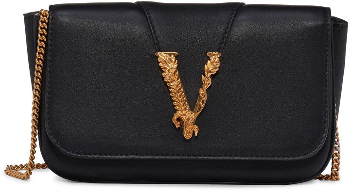 Versace Mini Virtus Leather Crossbody Bag