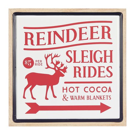 Holiday Time Reindeer Sleigh Rides Wood and Painted Metal Sign, 18" x 18" - Walmart.com - Walmart.com