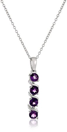 Sterling Silver Four Stone Pendant Necklace