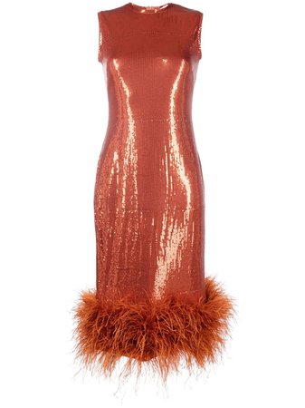Atu Body Couture Sequinned feather-trim Midi Dress - Farfetch