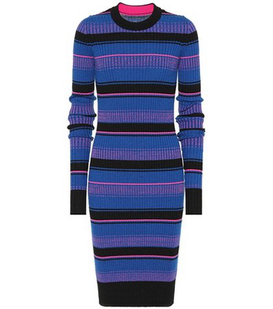 Striped wool midi dress