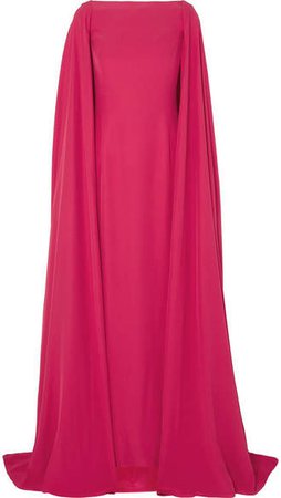 Cape-effect Silk Gown - Red
