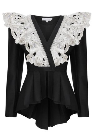 black and white lace blazer