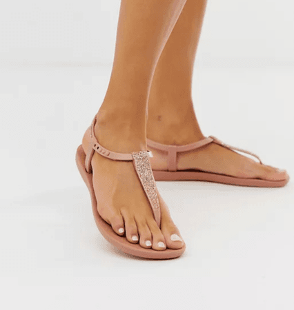 sandals flats beige
