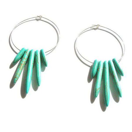 Earrings | Shop Women's Turquoise Spike Hoop Earrings at Fashiontage | 7bc9988c