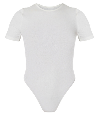 PLT- basic cream rib short sleeve bodysuit