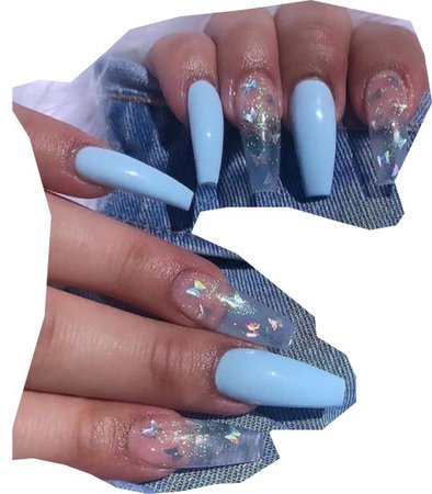 Blue Butterfly Nails