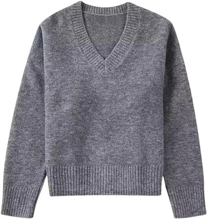 Women Soft Knitted Sweaters for gray9 New Knitwears Long Sleeve Sweater Woman Pullovers at Amazon Women’s Clothing store