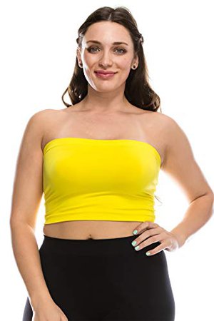 Kurve Plus Size The Excellent Stretchy Tube Top (1XL-3XL) -Made in USA- (1XL-3XL, Yellow) at Amazon Women’s Clothing store