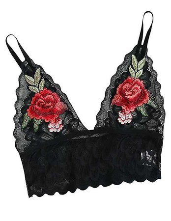 SweatyRocks Sexy Women's Bralette Floral Embroidered Spaghetti Strap Tops at Amazon Women’s Clothing store: