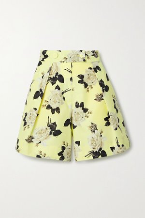 Chartreuse Howard floral-print cotton-faille shorts | Erdem | NET-A-PORTER