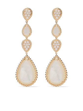 Boucheron 18kt yellow gold Serpent Bohème diamond and mother-of-pearl pendant earrings £11,150 - Buy Online - Mobile Friendly, Fast Delivery