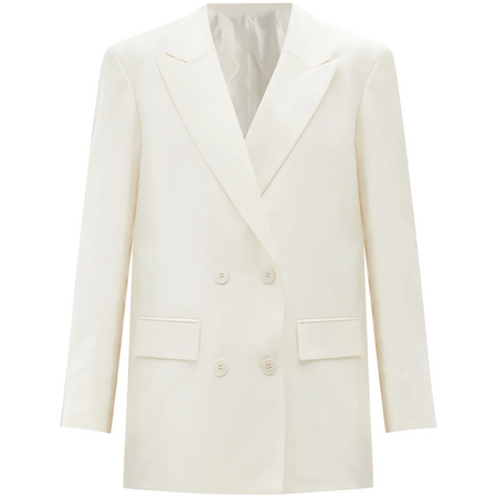 Valentino Oversized Double-Breasted Twill Blazer in White - Meghan Markle's Outerwear - Meghan's Fashion
