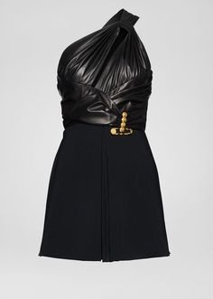 Versace Draped Nappa Leather Mini Dress