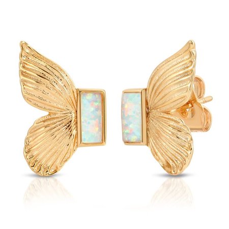 Elizabeth Stone Opal Butterfly Stud Earrings