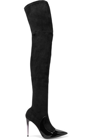 Matteo Mars | Stocking Ala suede and patent-leather over-the-knee boots | NET-A-PORTER.COM